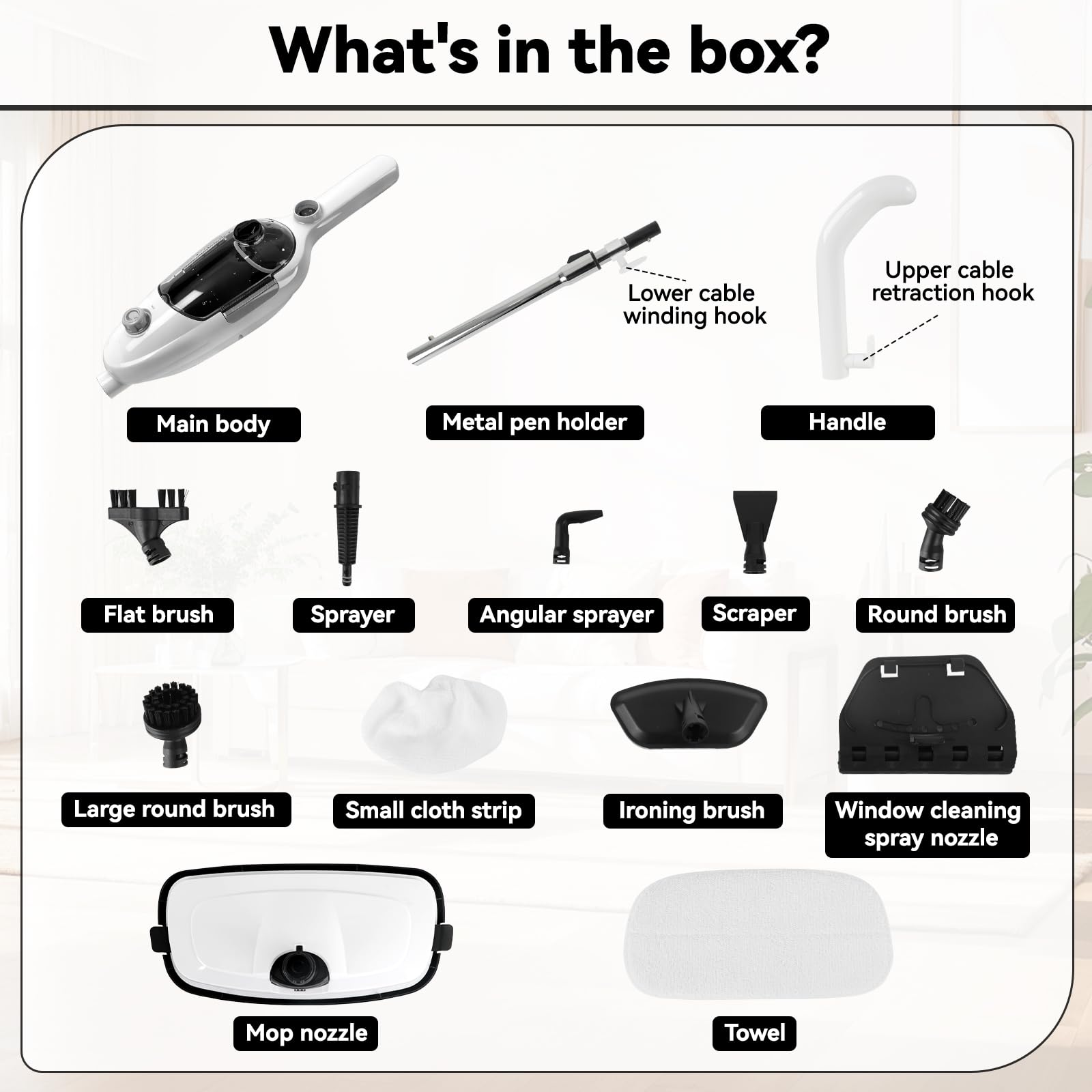 Limpiador de vapor manual de 1300 W, Vaporeta de Mano multiuso de 300ml | Roadtime 10 accesorios, Limpiador de vapor portátil Limpieza sin Químicos de 100 ℃ para hogar,suelos,baldosas,ventanas,sofá