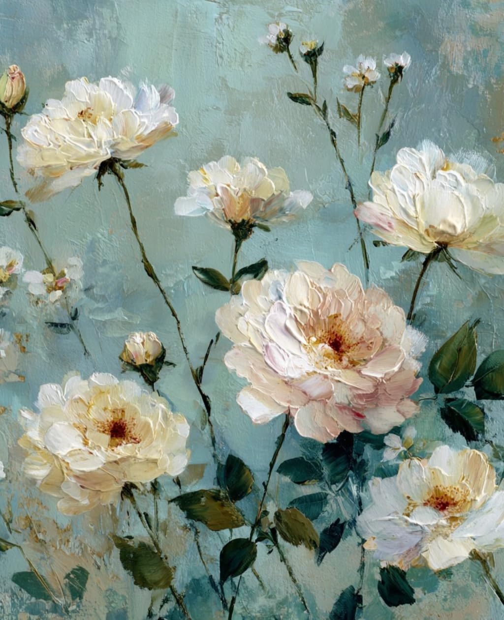 WANGWANGMIAO Paint by Number for Adults,White Roses Adult Painting by Numbers Canvas Kits, DIY Acrylic Oil Paints for Home Wall Decor Gift 16x20inch，with Frame