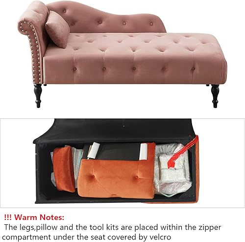 Miniatura 81 de Setawix Tumbona de terciopelo para interiores con almacenamiento para sala de estar, dormitorio, oficina, extremo de brazo enrollado de la cama,