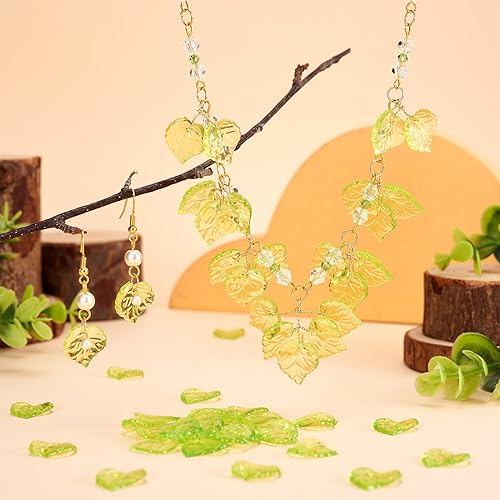 Miniatura 144 de Craftdady Dijes de cuentas de hojas de arce transparentes, colgantes colgantes de adorno para colgar, bonitos dijes para collares, pulseras, Hoja