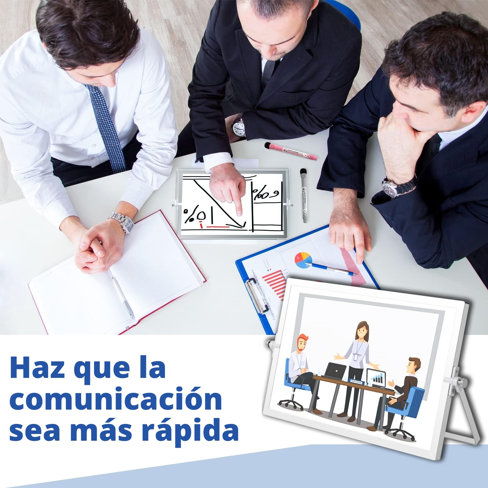 Nicpro A3 Pizarra Blanca, Pizarra Magnética Doble Cara con Soporte, 8 Rotuladores, 1 Borrador, 4 Imanes, Caballete de Pizarra Portátil para Estudiantes Útiles Escolares Oficina