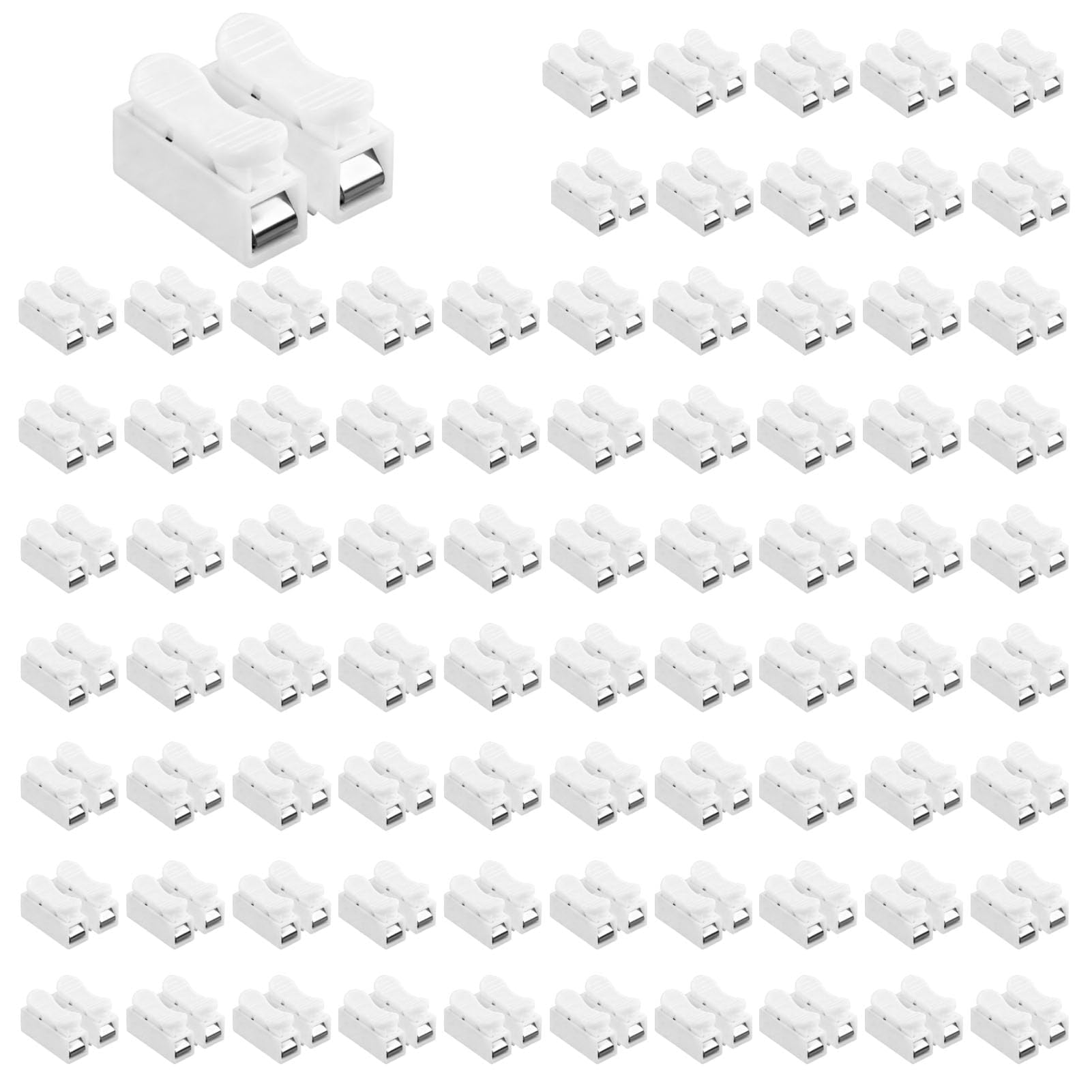 80 Pcs CH2 Quick Connector, Quick Terminals Connector Block, 2 Way Spring Terminal Block, Electrical Cable Clamp Connectors, Screwless Fast Wire Connectors for LED Lighting, Household Appliances