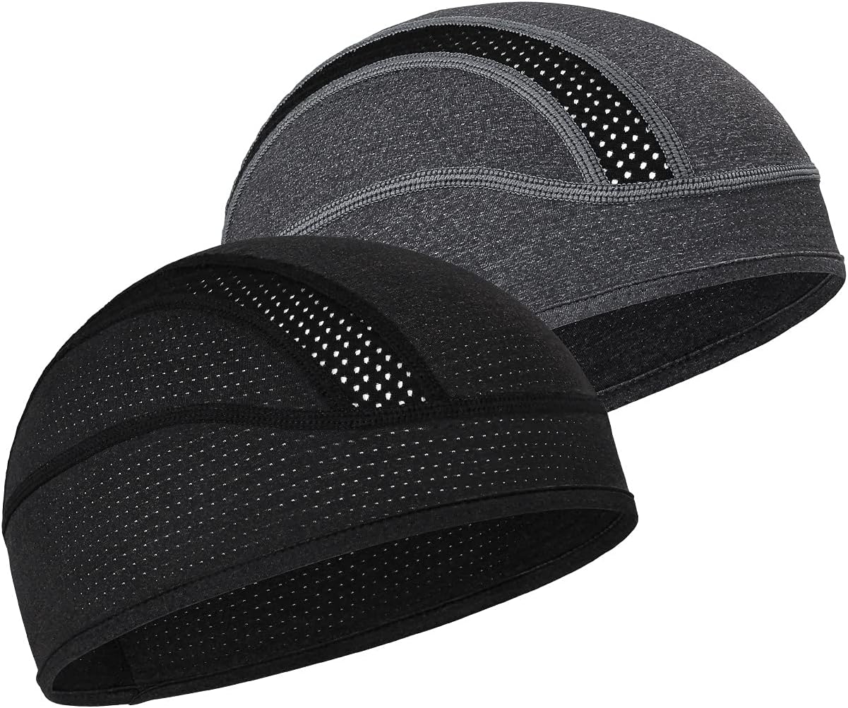 Skull Cap Helmet Liner Beanie, Cooling Mesh Cycling Running Hat for Men Women, Fits Under Helmets