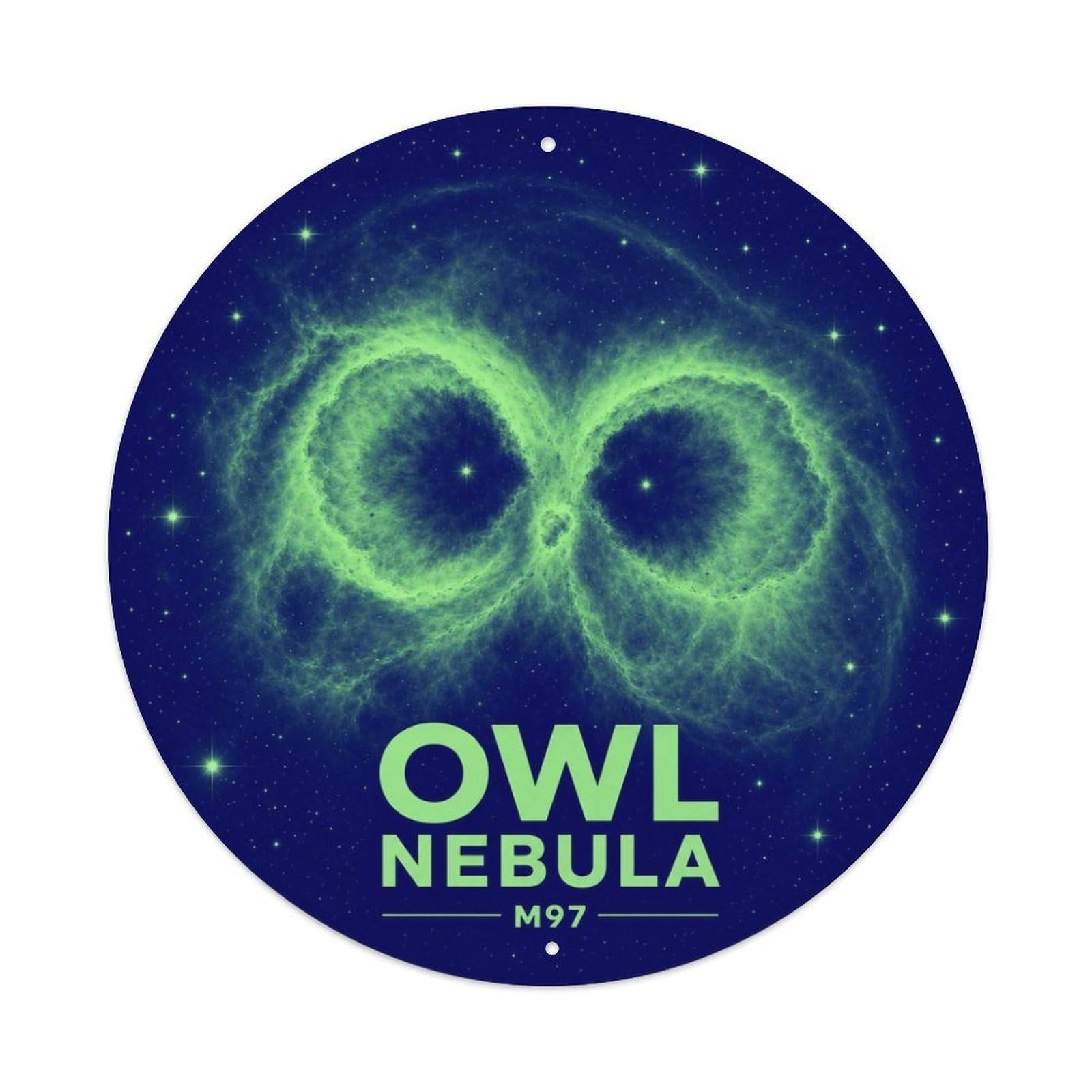 Cosmic Galaxy Owl Nebula Celestial Deep Space Astral Metal Tin Sign Plaque Wall Decor for Cafe, Man Cave, Club Bar, Office, Home Garden Round Metal Poster 8x8Inch