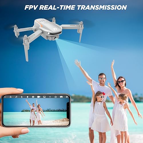 Miniatura 2 de Ficinto Drone cuadricóptero plegable FPV 1080P con cámara, para adultos, niños, principiantes, giros 3D, retención de altitud, modo sin cabeza, 2