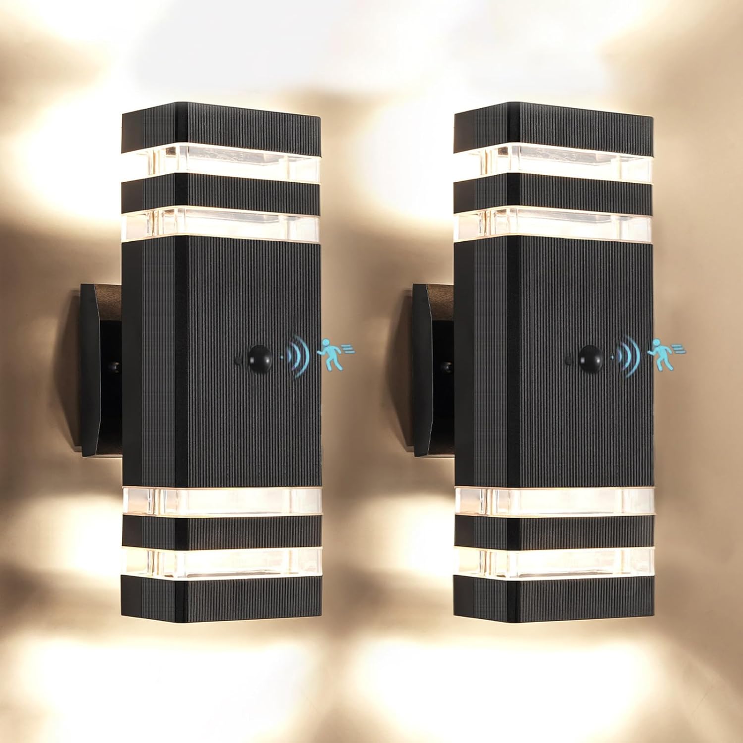 Motion Sensor Outdoor Wall Light, 2 Pack Dusk to Dawn Outdoor Lighting Fixtures, Aluminum Exterior Wall Light Up Down Outside Lights for House Waterproof Porch Light Outdoor