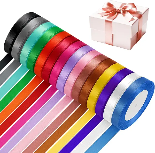 Nastrini in Raso KELAV - 15 Colori, Nastri Satinati 22m per Decorazioni e Regali