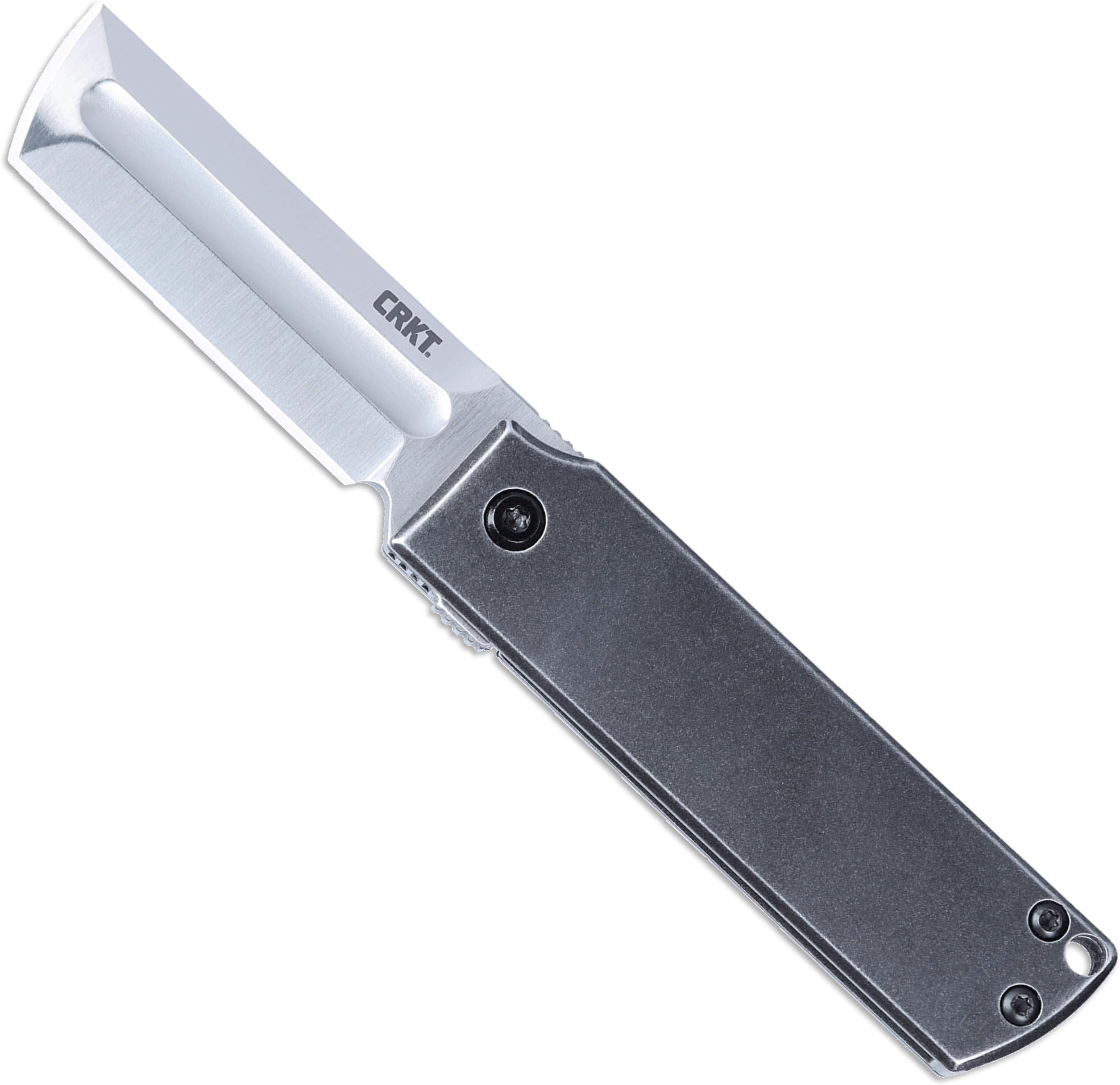 MinimalX Everyday Carry Folding Knife: Razor Style with 12C27 Steel Blade, Stainless Steel Handle, 5915