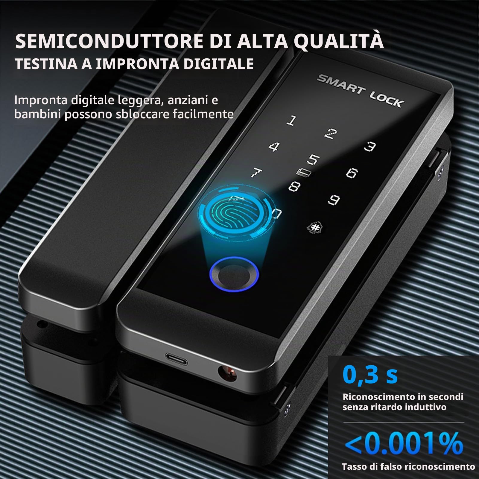 Smart Lock WIFI Impronte Digitali Push Pull Serrature per Porte D'ingresso Senza Chiave per Porta in Vetro, Metallo, Legno, APP TY, Telecomando Multilingue