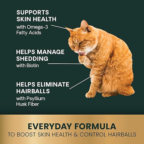 Miniatura 5 de VetriScience Remedio para bolas de pelo para gatos, 60 masticables, suplementos y vitaminas para gatos para control de bolas de pelo y apoyo