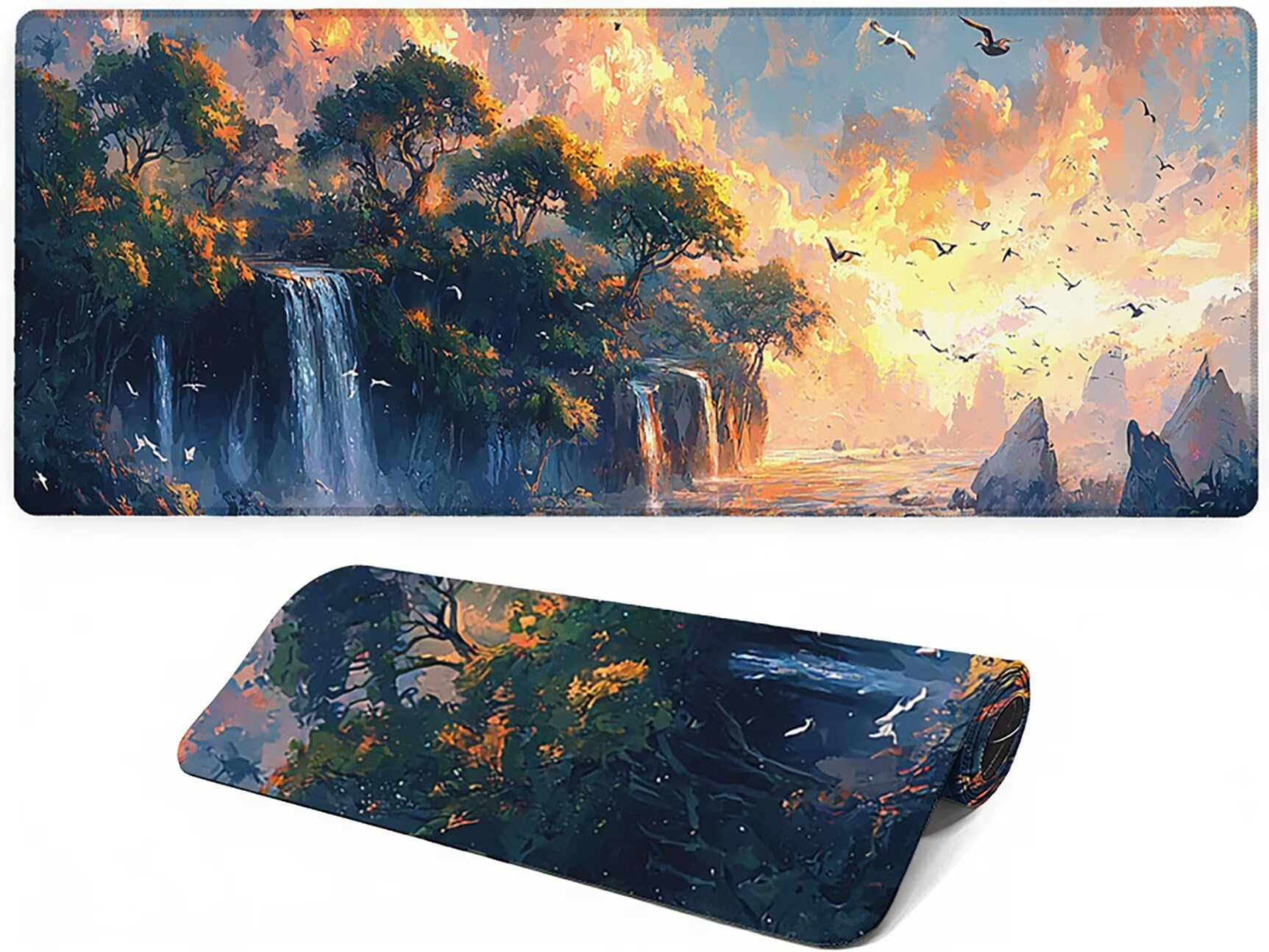 Generico Lejnlnng Tappetino Mouse Gaming XXL -160x80cm - Tramonto Tappetino Scrivania Grande, Mare Impermeabile Tappeto Mouse con Base in Gomma Antiscivolo, Mousepad XXL per Gaming e Ufficio JL-8164