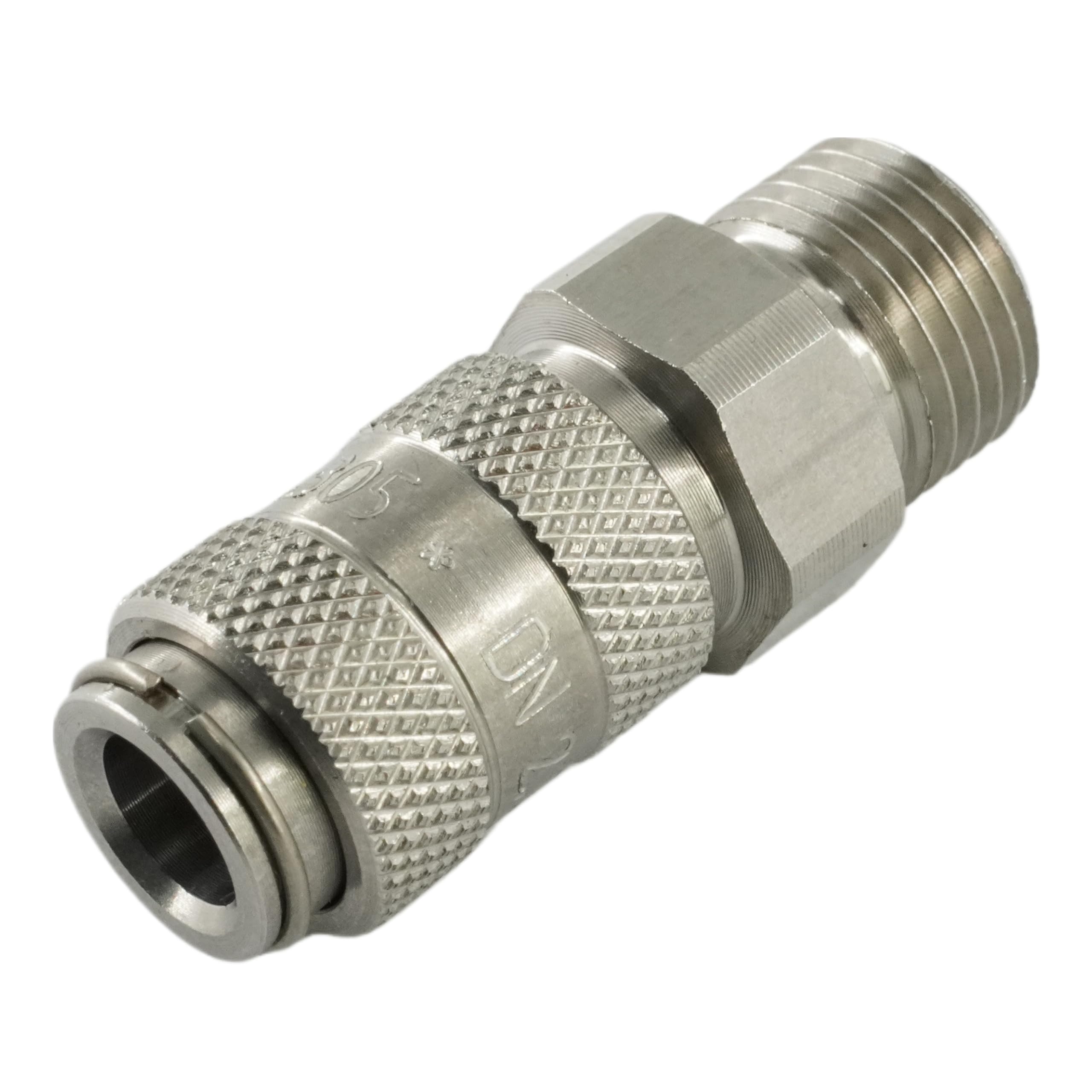 Druckluftkupplung NW 2,7 mit Außengewinde und Dichtungsring Micro-Kupplung Messing/vernickelt Edelstahl (Edelstahl - M5)