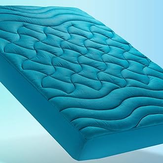 SLEEP ZONE Cooling Twin Mattress Topper for Single Bed, Premium Zoned Quilted Mattress Pad, Fitted Mattress Protector Cover, Machine Wash Durable, Deep Pocket 8-21 inch, Teal, Twin