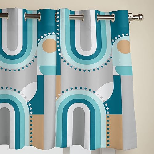 Miniatura 3 de Curtains Panels for Living Room Mid-Century Modern Art Geometric Abstract Blue Window Curtains Light Filtering Grommet Top Drapes for Bedroom