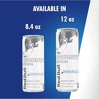 Red Bull Coconut Edition Energy Drink, Coconut Berry, with 80mg Caffeine plus Taurine & B Vitamins, 8.4 Fl Oz, Pack of 12 Cans