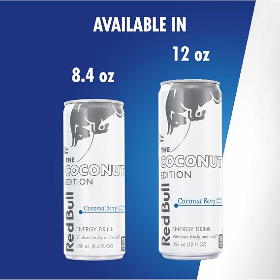 Red Bull Coconut Edition Energy Drink, Coconut Berry, with 80mg Caffeine plus Taurine & B Vitamins, 8.4 Fl Oz, Pack of 12 Cans