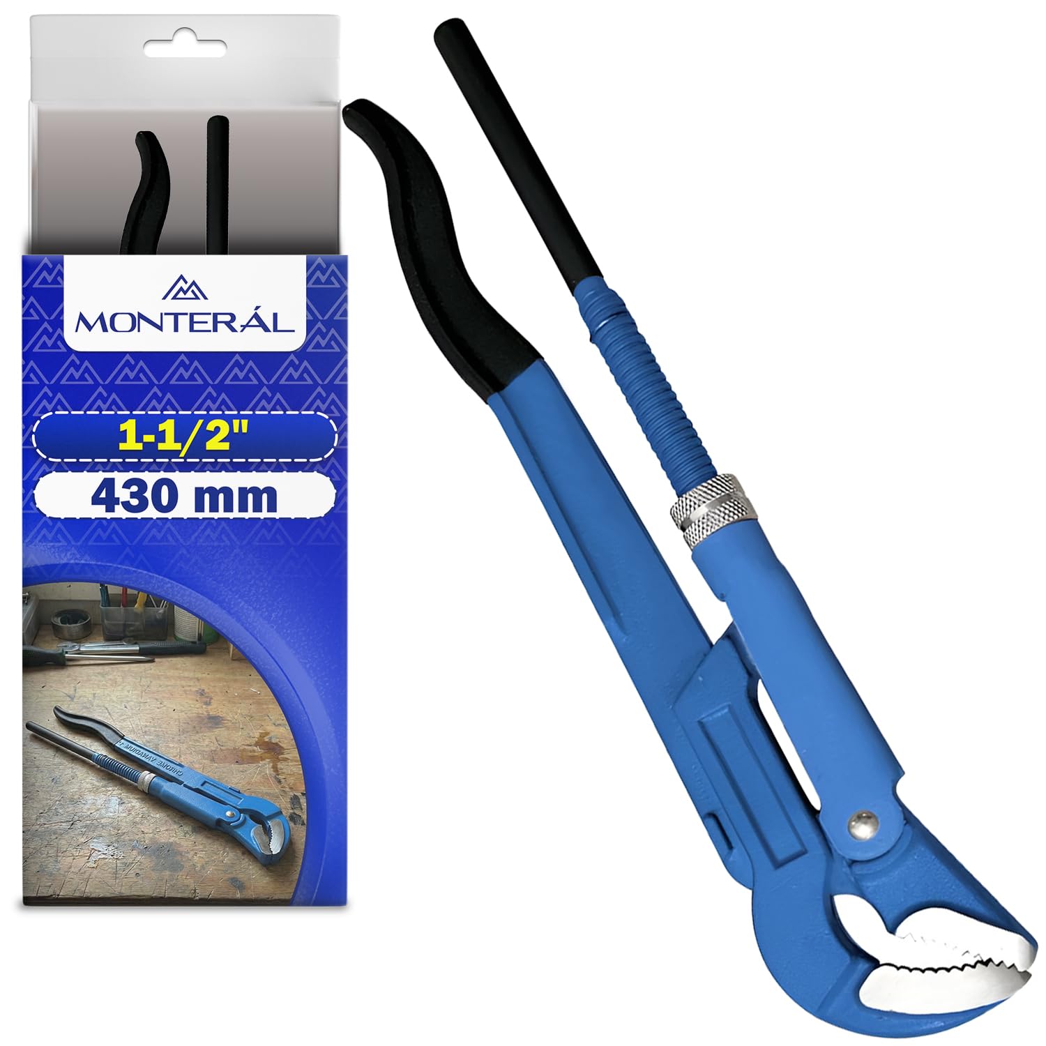 MONTERAL Pappagallo Idraulico da 1 1/2" Tipo S 430 mm - Chiave a Pappagallo è Realizzata in Acciaio Legato al Cromo-Vanadio CrV - Conforme alla Norma DIN 5234