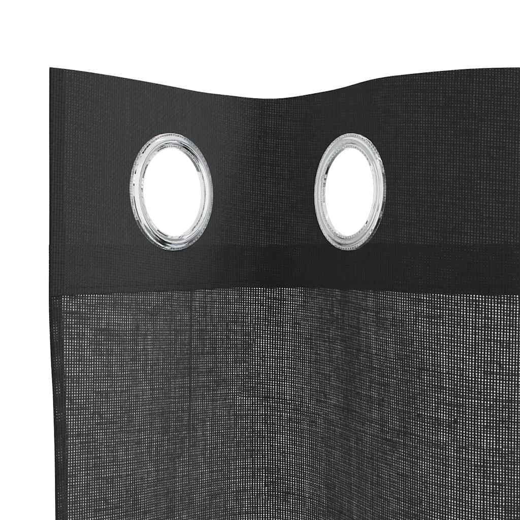 Voile Vorhänge mit Ösen 2 Stück Schwarz 140x140 cm, 100% Polyester, halbtransparent, pflegeleicht, vielseitig einsetzbar für Wohnzimmer, Schlafzimmer, moderner Sichtschutz