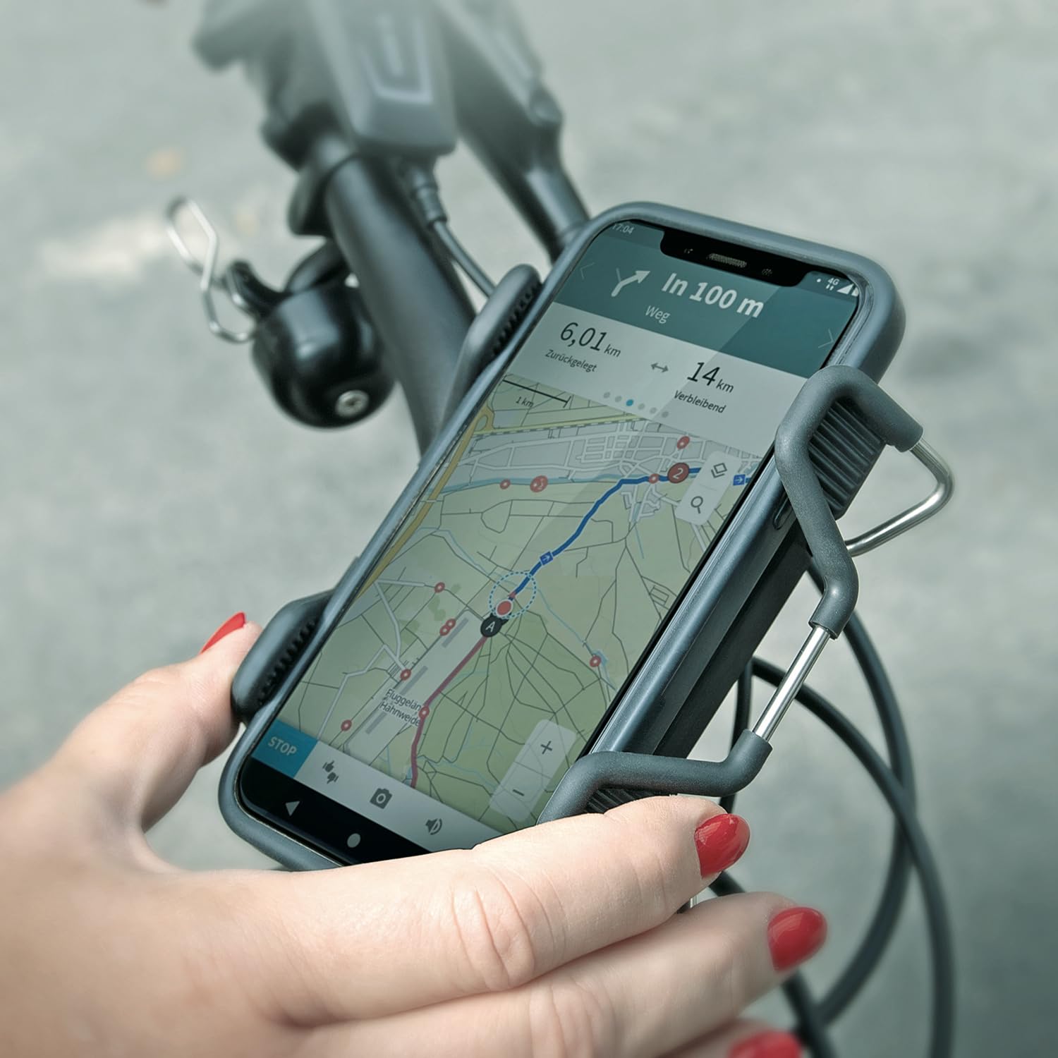 SKS GERMANY SMARTGRAB 360 Handyhalterung (Smartphone-Halter für den Lenker, automatische Klemmung durch Scherentechnik, 360° drehbar für Hoch- und Querformat, 20,5–35 mm Durchmesser, Made in Germany)