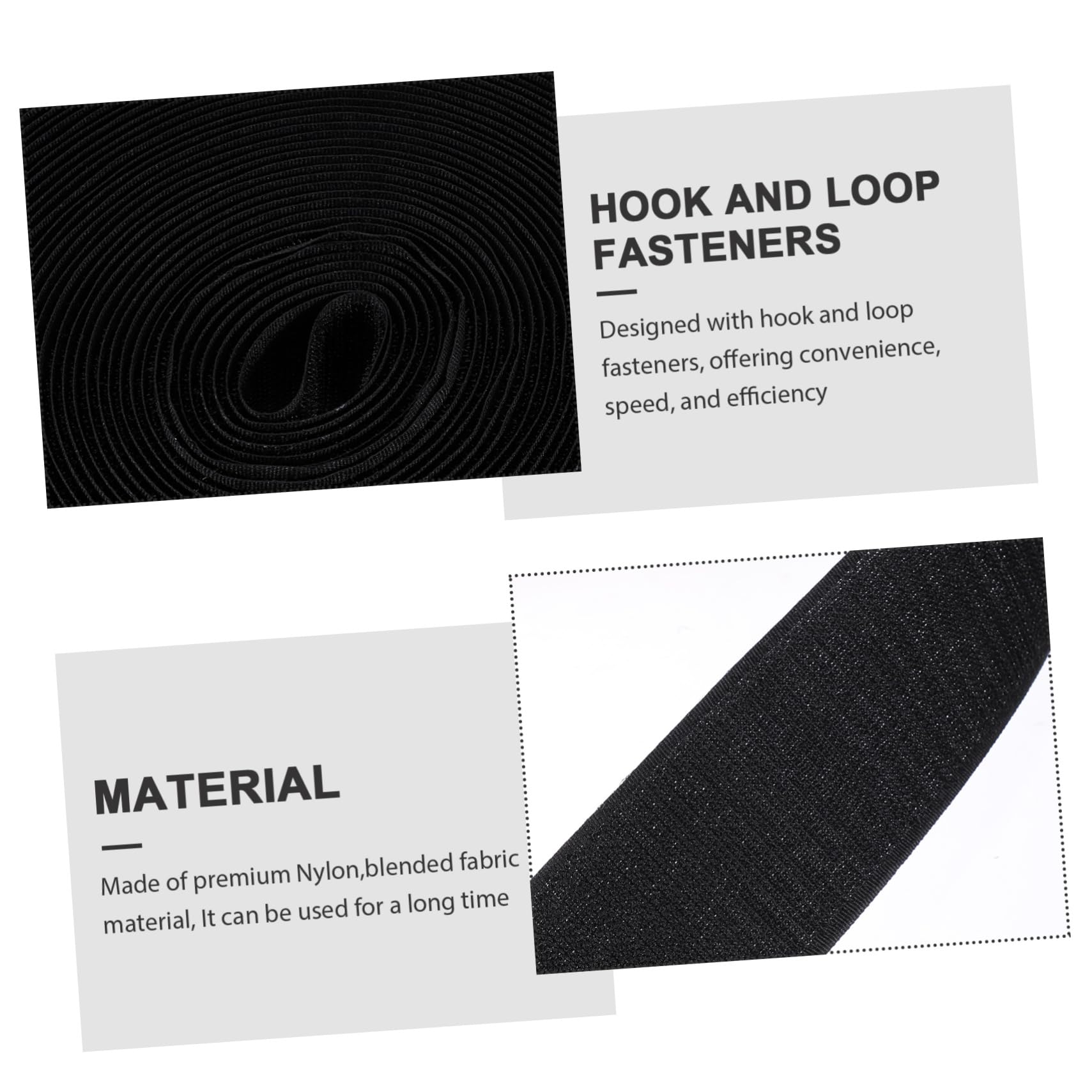 Operitacx Cinta de Gancho y Bucle Negra de Nylon para Coser Ropa y Bolsas, 2 Rollos de 25 Metros Tejido Mixto y Costura para Manualidades