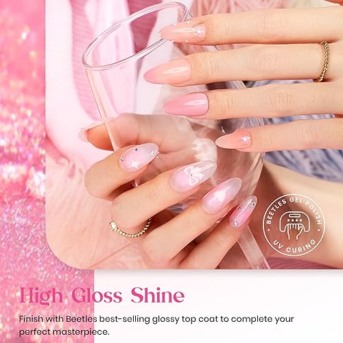 Miniatura 4 de Beetles Gel Polish Juego de esmalte de uñas 6 colores pastel nude rosa con purpurina para lámpara de curado de uñas esmalte de verano para manicura