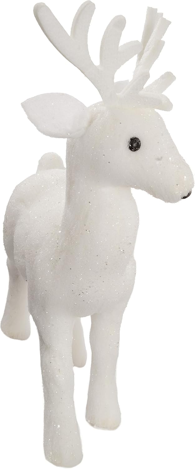 Poly Cotton Standing Reindeer Christmas Decoration, 63 cm - White