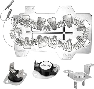 DC47-00019A Dryer Heating Element Fit for Samsung Include DC96-00887A & DC47-00016A & DC47-00018A Thermal Fuse Repair Kit Repace Dv42h5000ew/a3 Dv45h7000ew/a2 Dv48h7400ew/a2