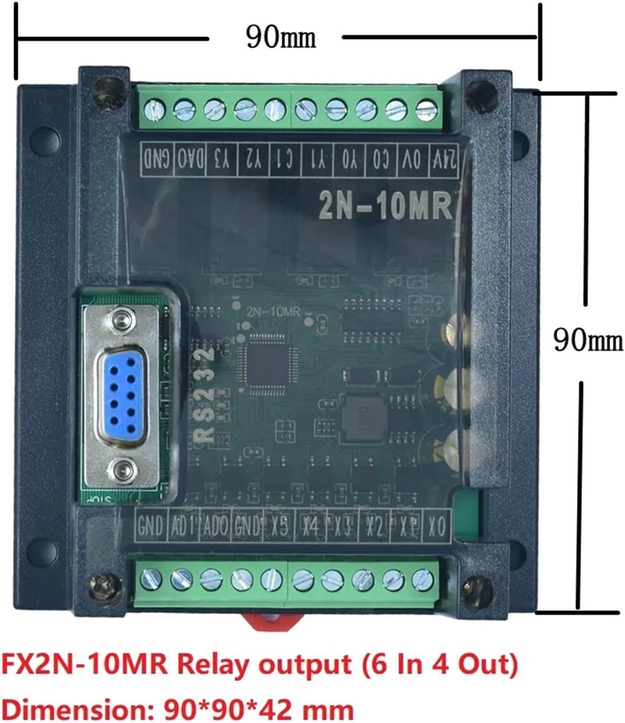 Dimensions of a BAISULI FX2N PLC Board