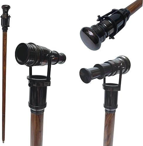 Medieval Replicas Bastón de caminar con mango de latón plegable de madera náutica ideal unisex