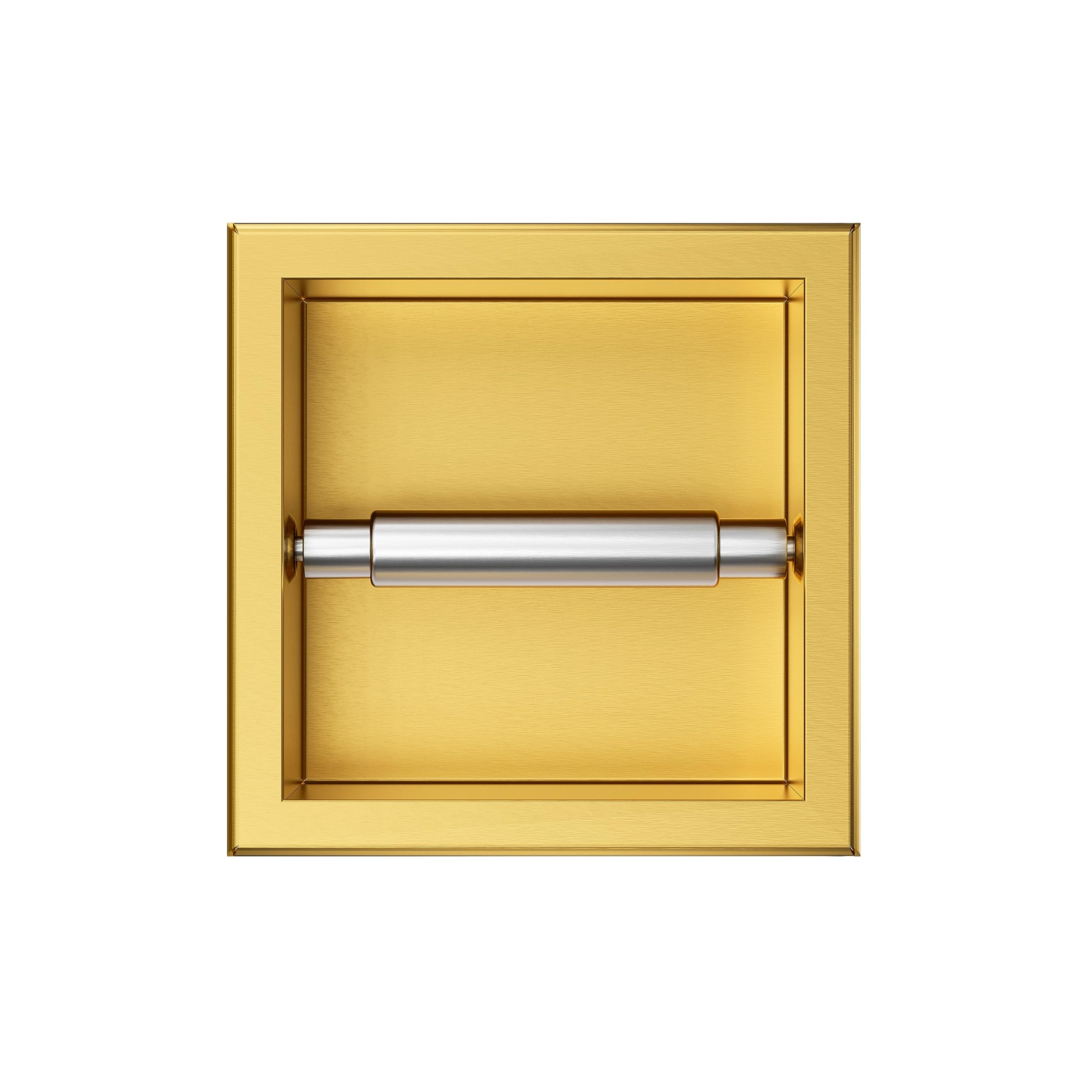 Portarotolo Carta Igienica Acciaio Inossidabile Oro, 17,3x17,3x8,6cm, Portarotolo Carta Igienica per Bagno, Installazione a Parete, Dispenser Carta da Incasso Scatola a Muro Carta 1 Oro
