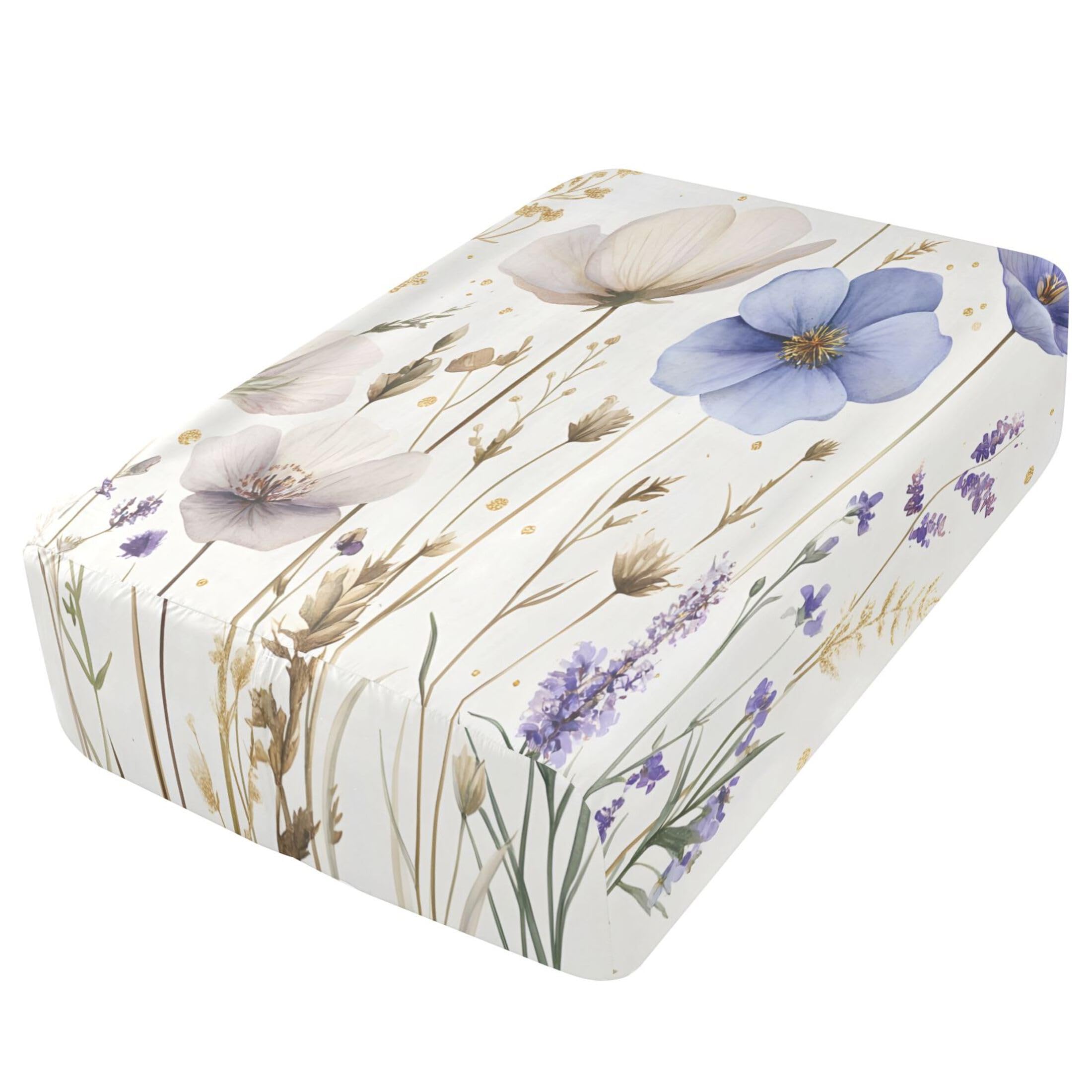 Wildflowers - Sábana bajera ajustable individual para colchón de aire, bolsillo extra profundo de 24 pulgadas, funda suave y transpirable con apertura de válvula de cremallera para cama de