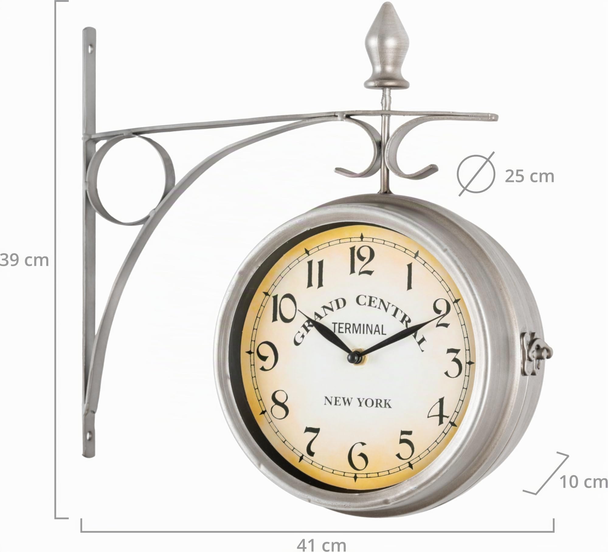Stagecaptain Horloge De Gare BHU-4543 SR Grande avec Support Mural Argent