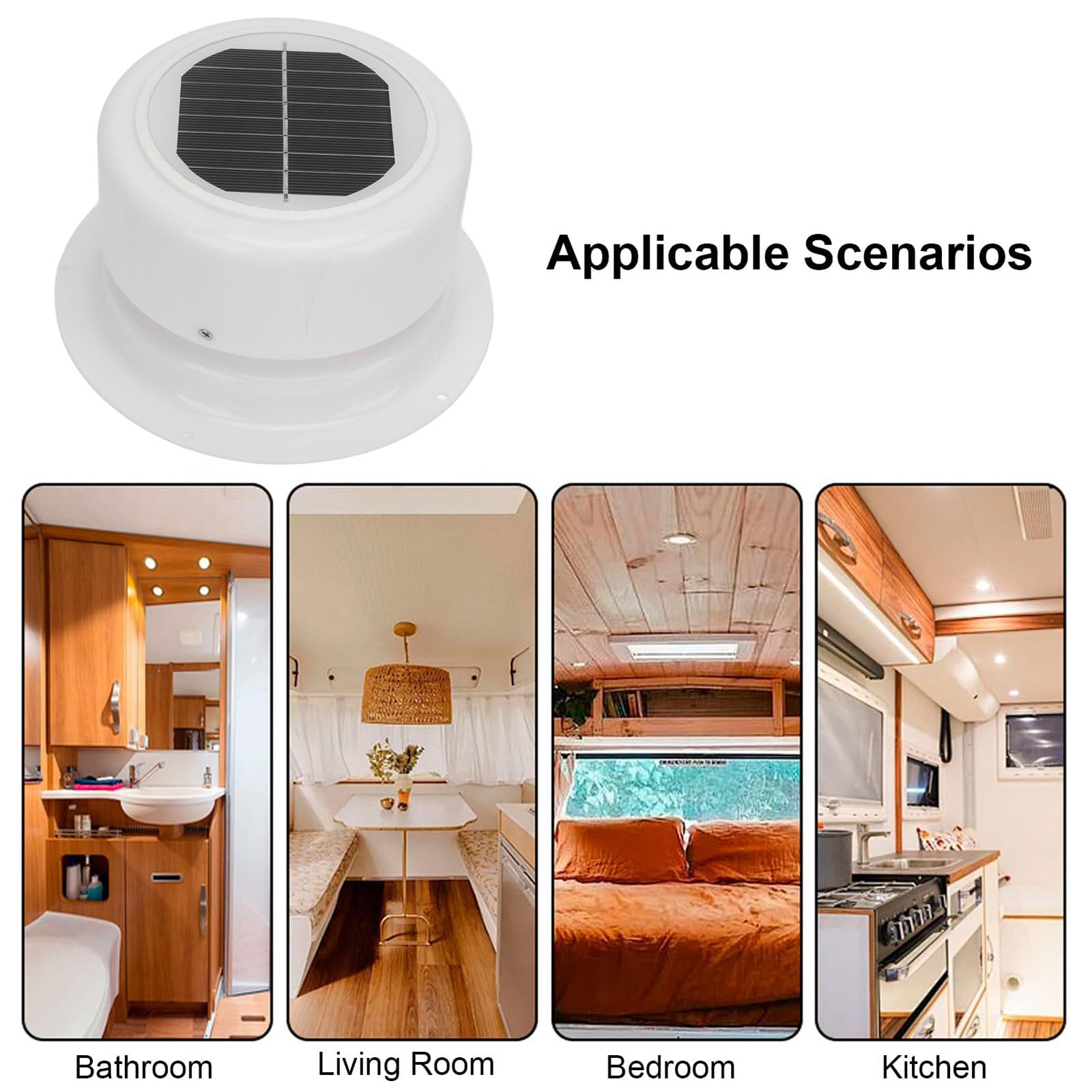 Ventilatore solare da tetto con ABS ignifugo, piccolo ventilatore da soffitto ad energia solare per camper, rimorchi, barche, capannoni, sfiato leggero
