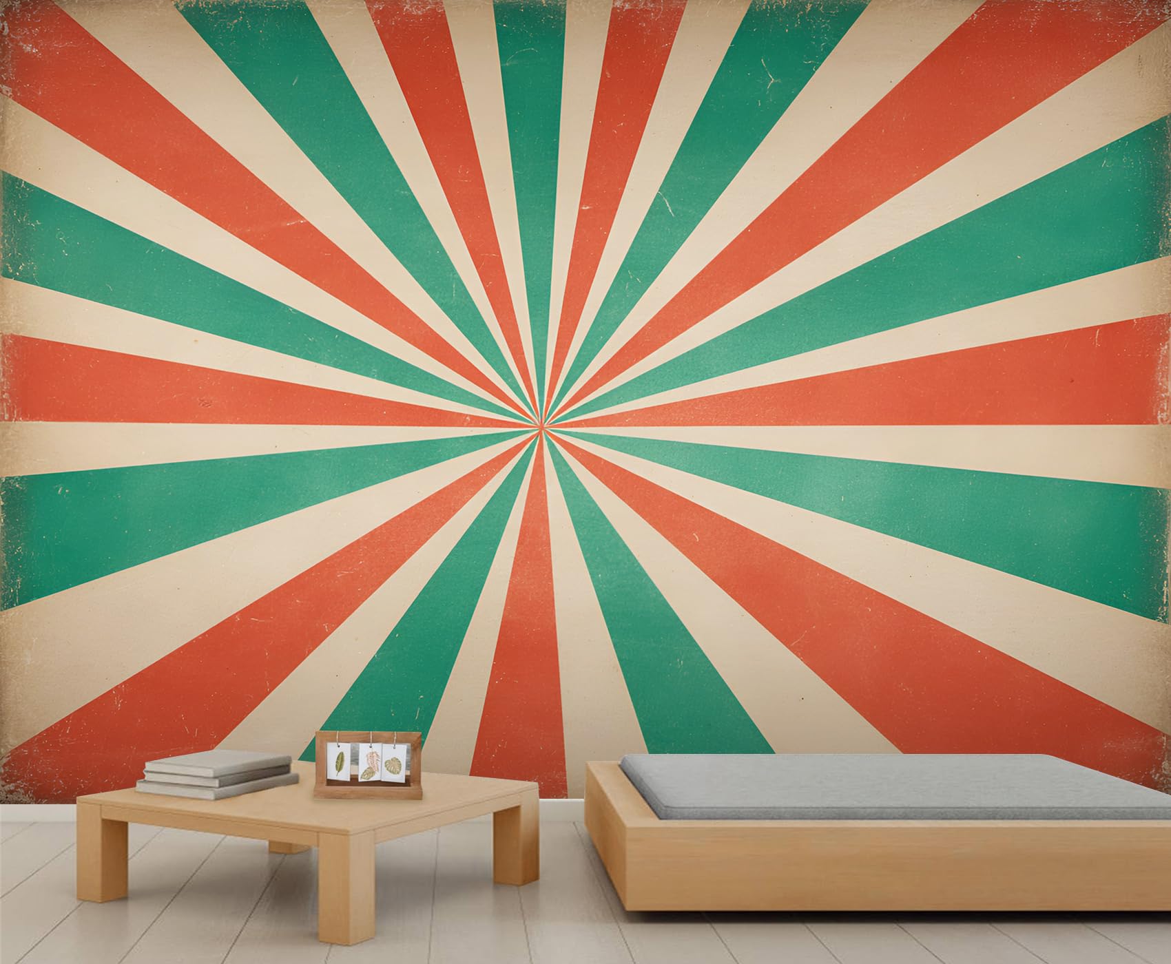 Retro Striped Wallpaper Vintage Geometric Wall Murals for Living Room Abstract Sun Girls Bedroom Wallpaper Kids for Bedroom Living Room 250 X 175 cm — image 1