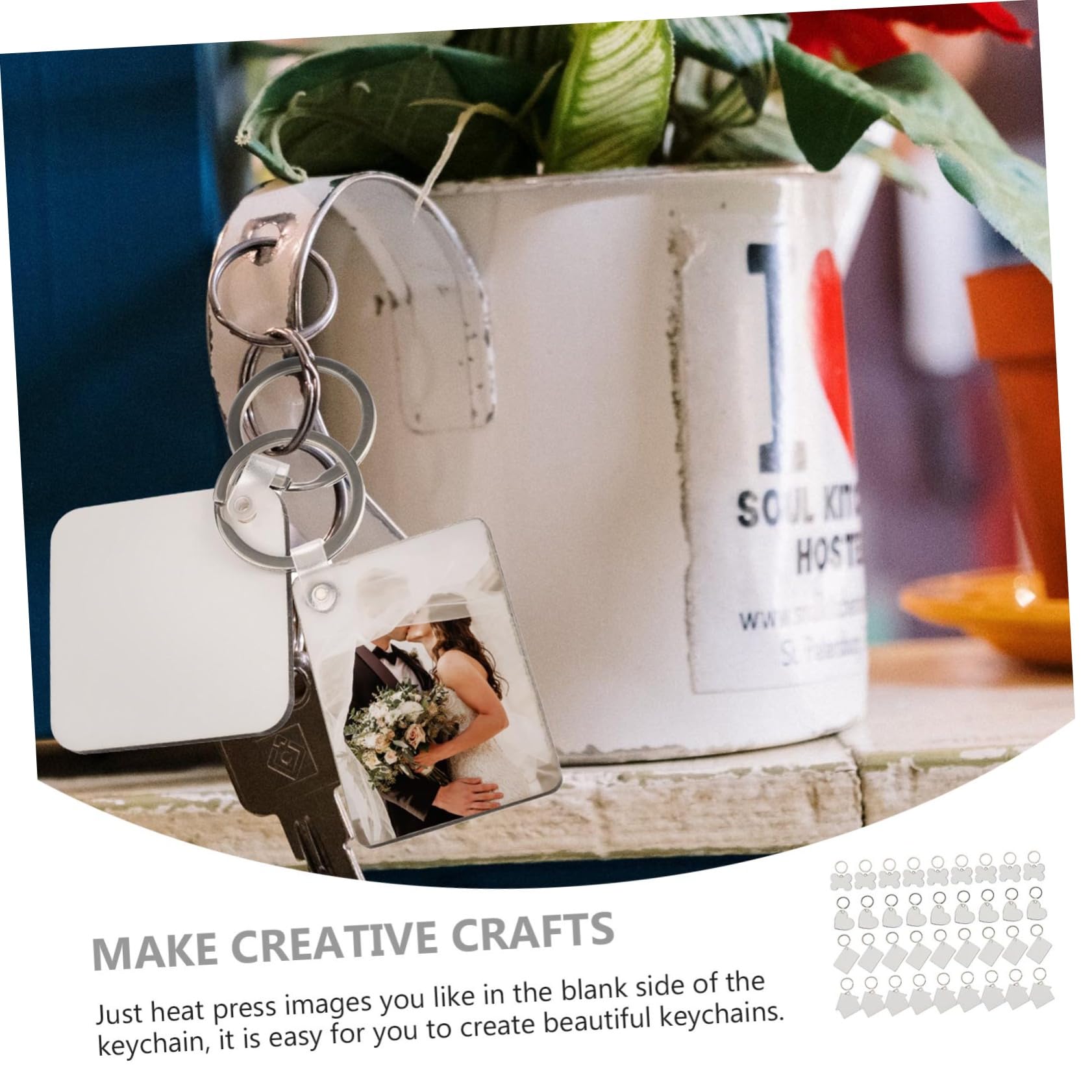 Llavero de Mdf en Blanco para Sublimación Diy, 36 Piezas Personalizables para Crear Llaveros Únicos, Adecuado para Festival y Cumpleaños