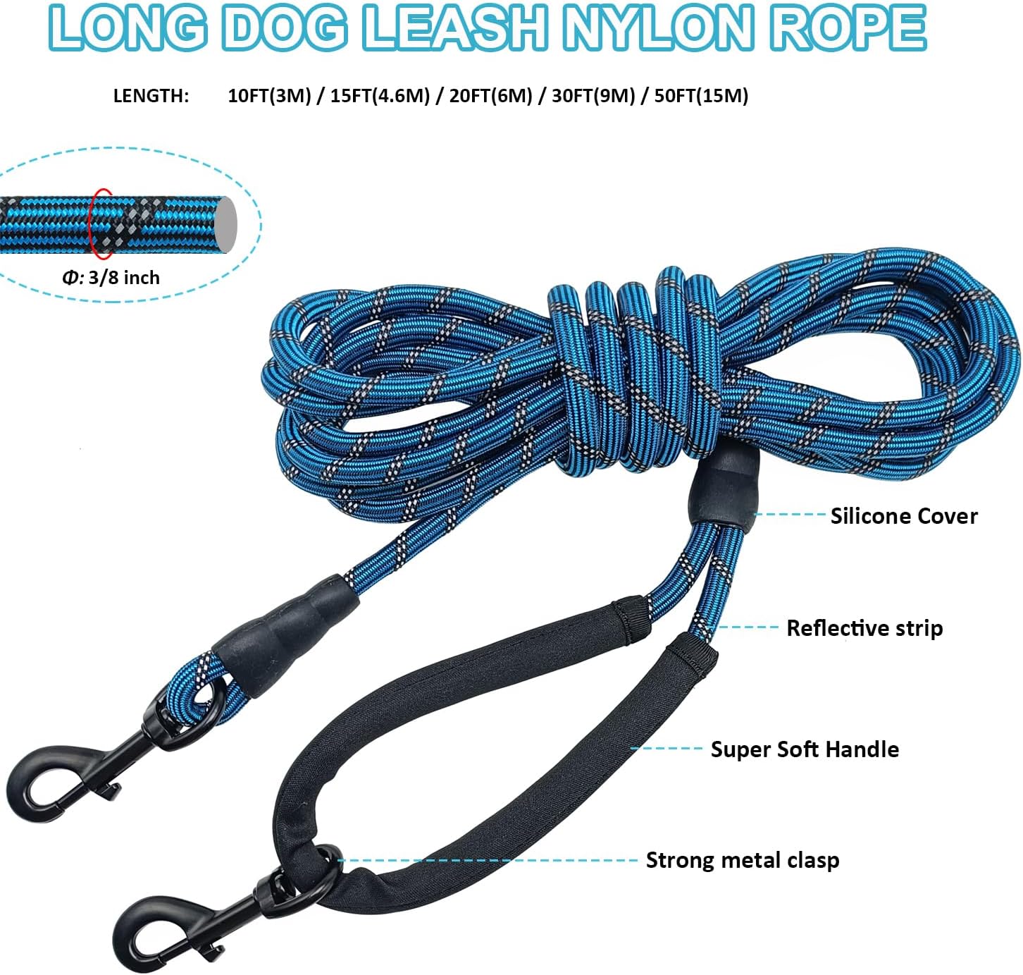 30ft Dog Tie Out + 30ft Long Dog Leash
