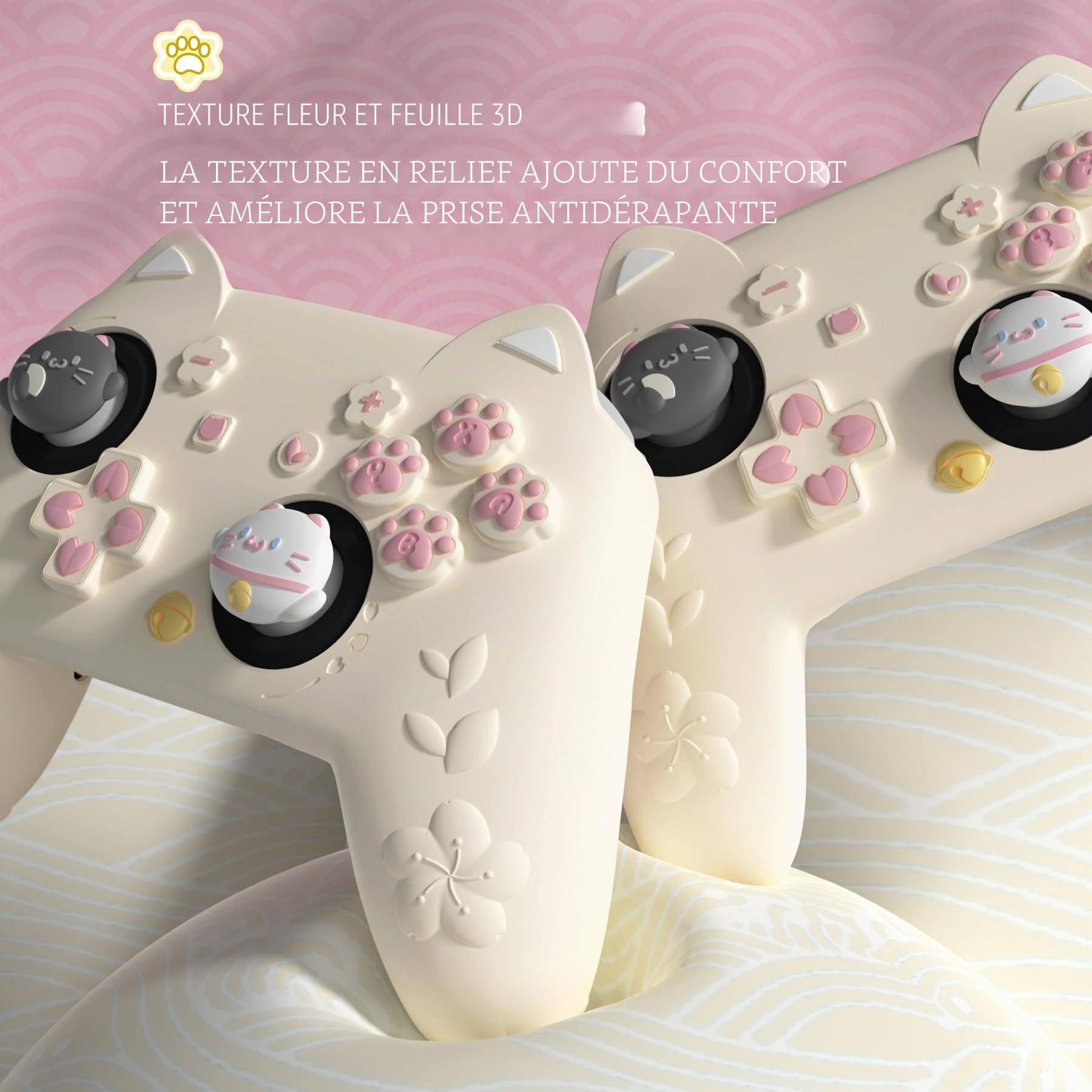 PlayVital Coque en Silicone pour Nintendo Switch 2 Pro Manette Accessoires,Housse Grip pour Switch 2 Pro Controller avec Protections de Boutons Arrière & Capuchon Joystick & Autocollants-Jaune Antique