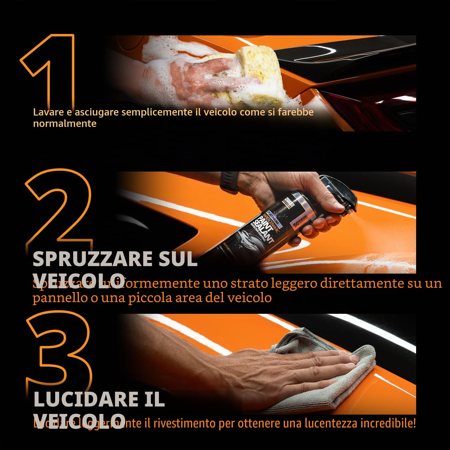 CERAKOTE® Rapid Ceramic Paint Sealant, sigillante ceramico professionale per vernici, massima brillantezza, estremamente idrorepellente, effetto beading, molto resistente, applicazione facile e veloce