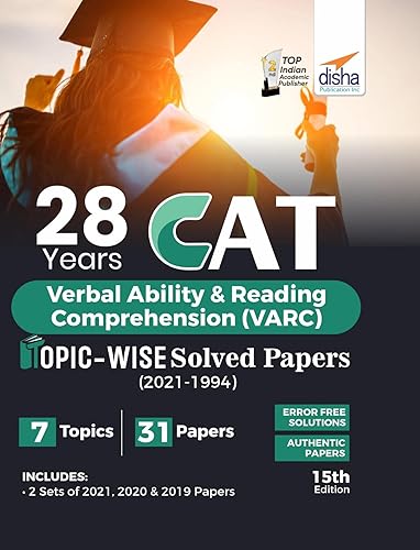 28 Years CAT Verbal Ability &amp; Reading Comprehension (VARC) Topic-wise Solved Papers (2021 - 1994) 15th edition