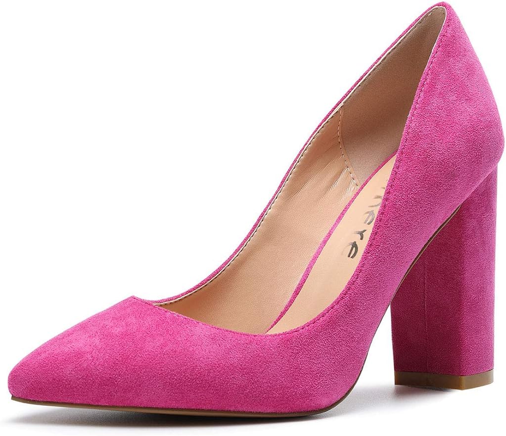 Castamere Women's Block Heels Pointed Toe Slip-On Court Shoes 4IN Heeled Pumps