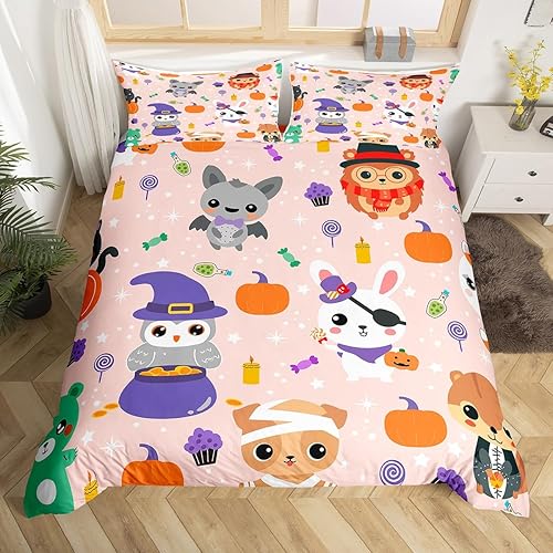 Miniatura 6 de Feelyou Juego de funda de edredón con estampado de perro en 3D, funda de edredón de perro carlino lindo para niños, niñas, adolescentes, juego de