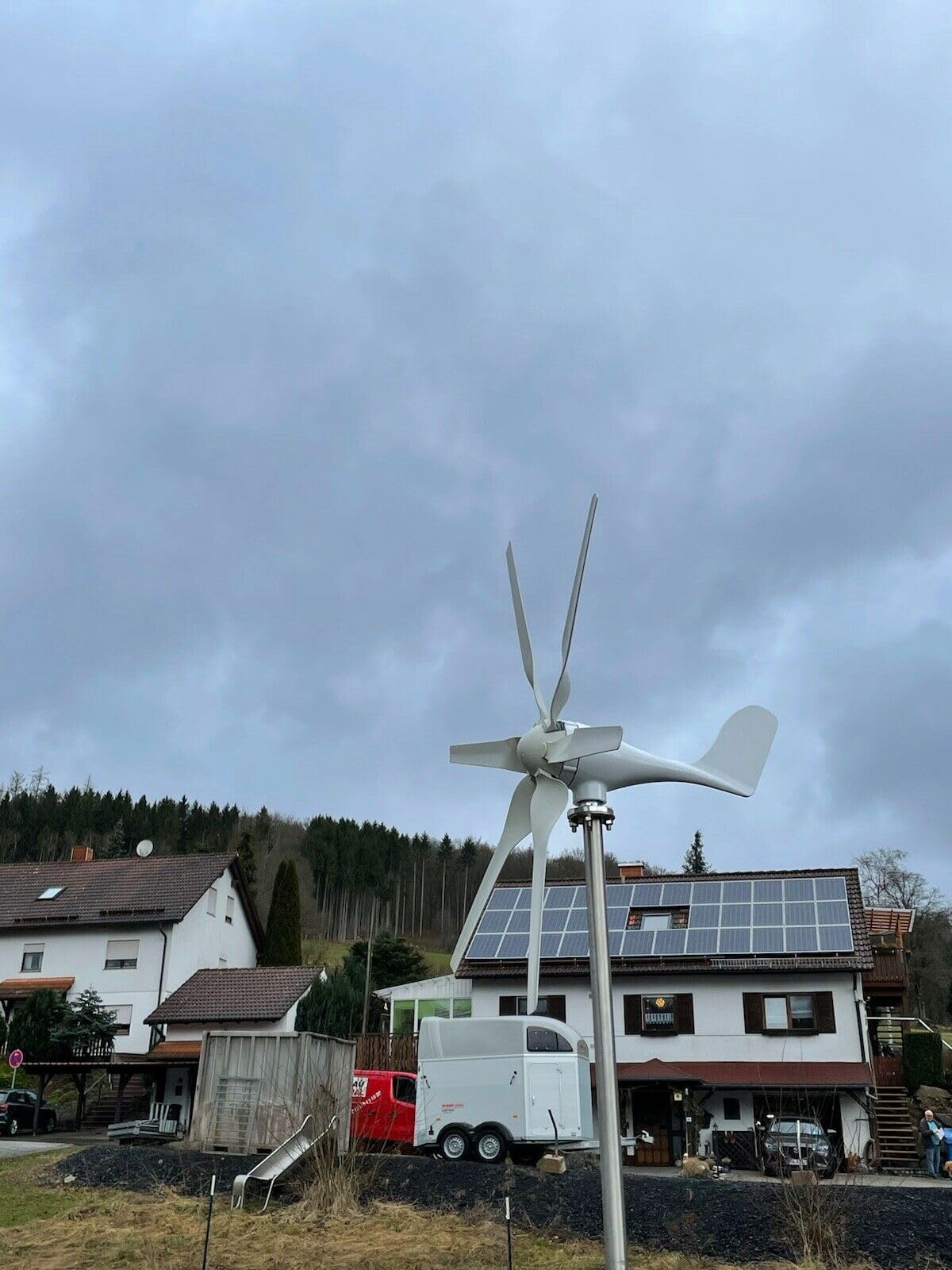 Horizontale Windkraftanlage 1000W 12V 6 Blätter Windturbine mit Laderegler | 6 Klinge Windmühle,3 Phase AC Horizontaler Windgenerator Für Home bauernhof,Windturbine mit MPPT Laderegler