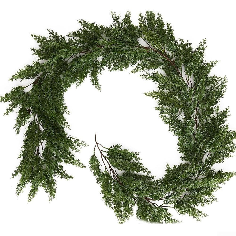Artificial Pine Greenery Cypress Garland,Artificial Christmas Pine Garland,Plant Christmas Wreath Living Room Decoration,190Cm