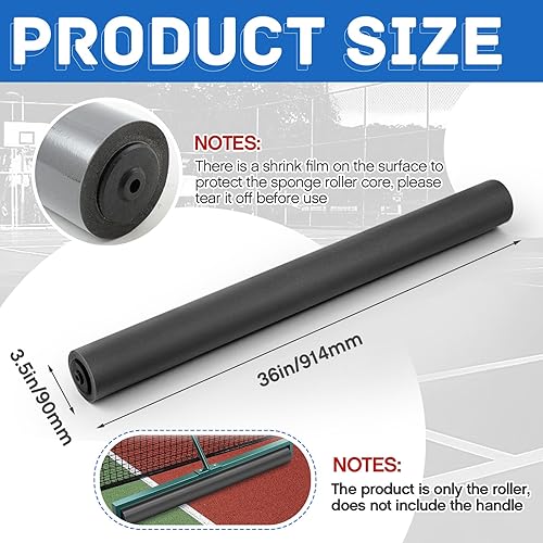 Miniatura 2 de Rodillo de repuesto de 36 pulgadas para cancha de tenis, rodillo de repuesto de esponja sin costuras para cepillo de tenis de barrido
