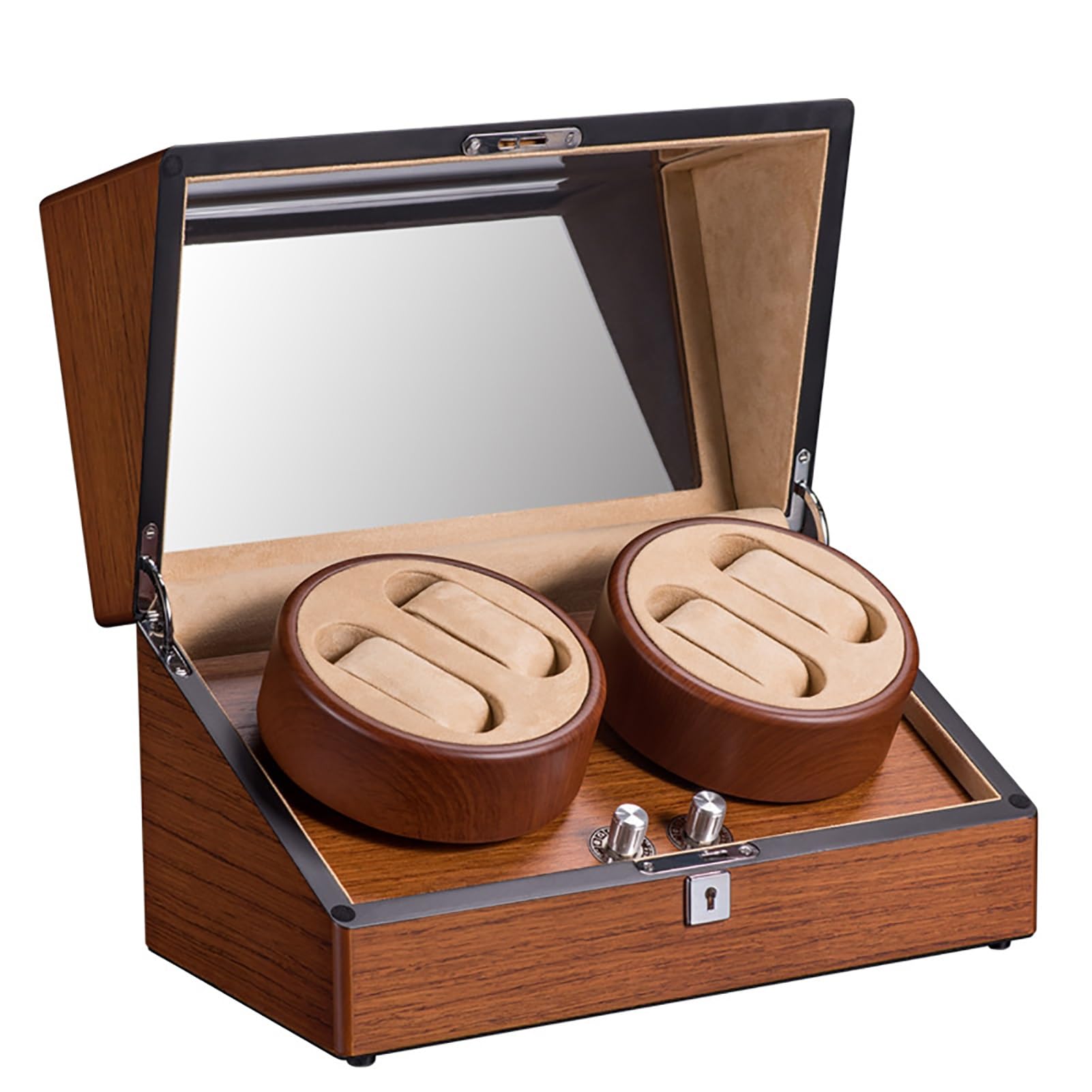 MYUYEE Automatic Watch Winder For 4 Watches 4 Rotation Mode Self-Winding Mechanical Watch Dustproof Box Wooden Watch Rotation Storage Display Case With Quiet Motor For Women'S