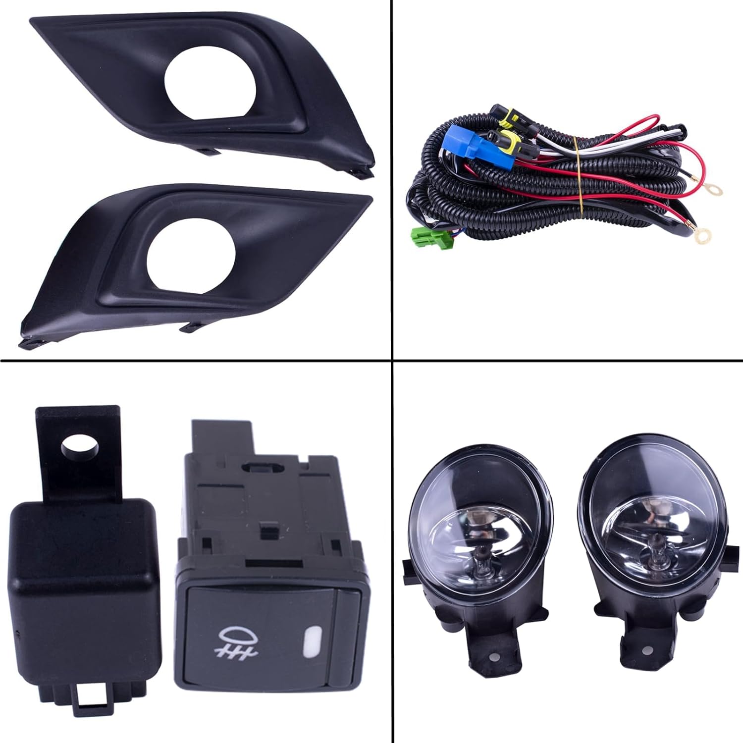 Pair Of Fog Lights Lamps Kit Compatible With Nissan Murano 2015-2018 With Cover + Switch + Wiring ‎Replaces NI1039137 620745AA2A 622565AA0A NI1038137 NI2592122 261509B91C NI2593122