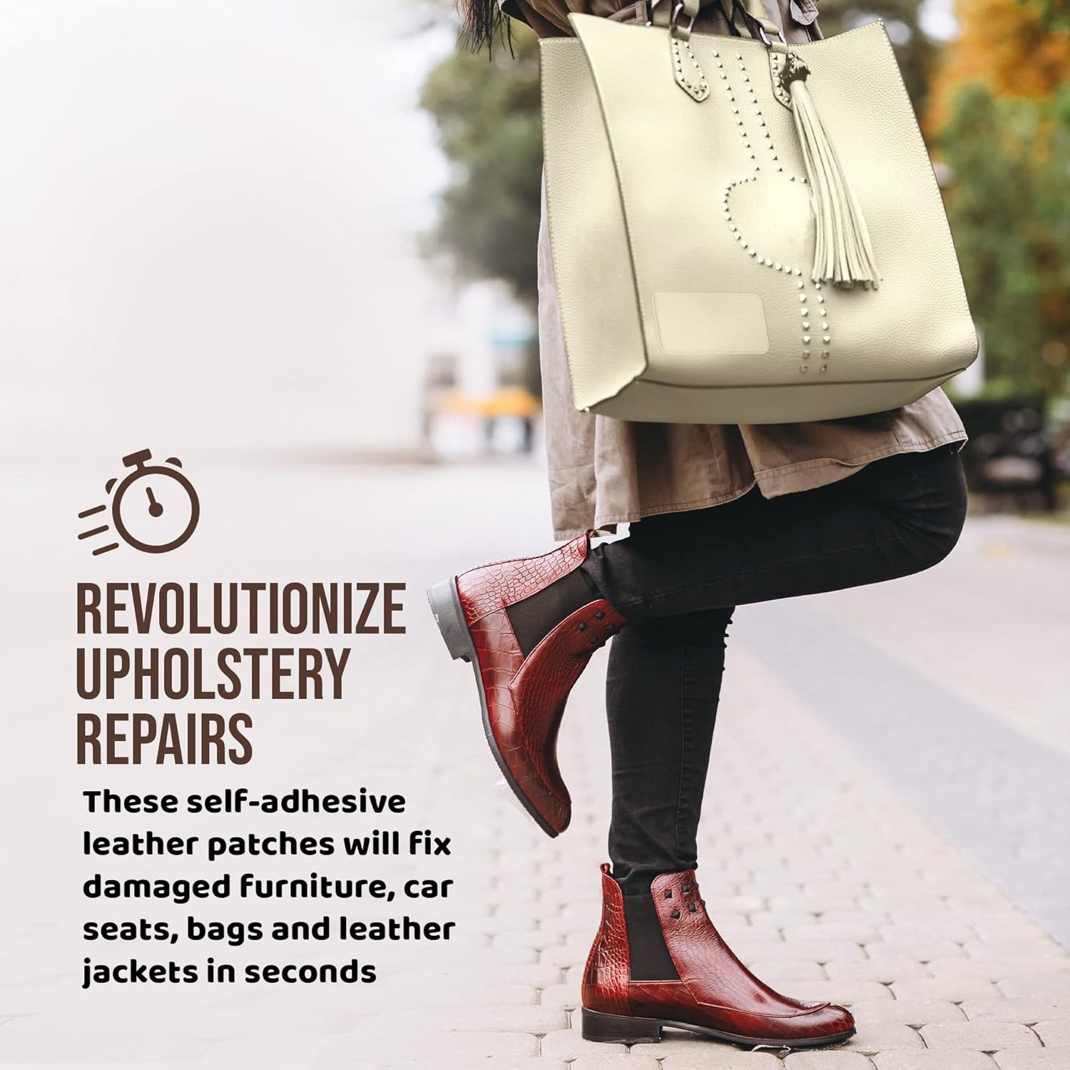 MastaPlasta Self-Adhesive Premium Leather Repair Patch - Dark Brown 10cm x 6cm (4in x 2.4in). Instant Upholstery-Quality Scratch and Tear Repair for Sofas, Car Seats, Bags, Vinyl & DIY