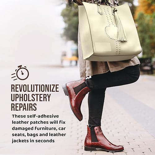 Vista 25 de MastaPlasta Parche de reparación de cuero autoadhesivo de alta calidad, color gris claro, 8 x 4 pulgadas (7.9 x 3.9 in). Parche de calidad de I