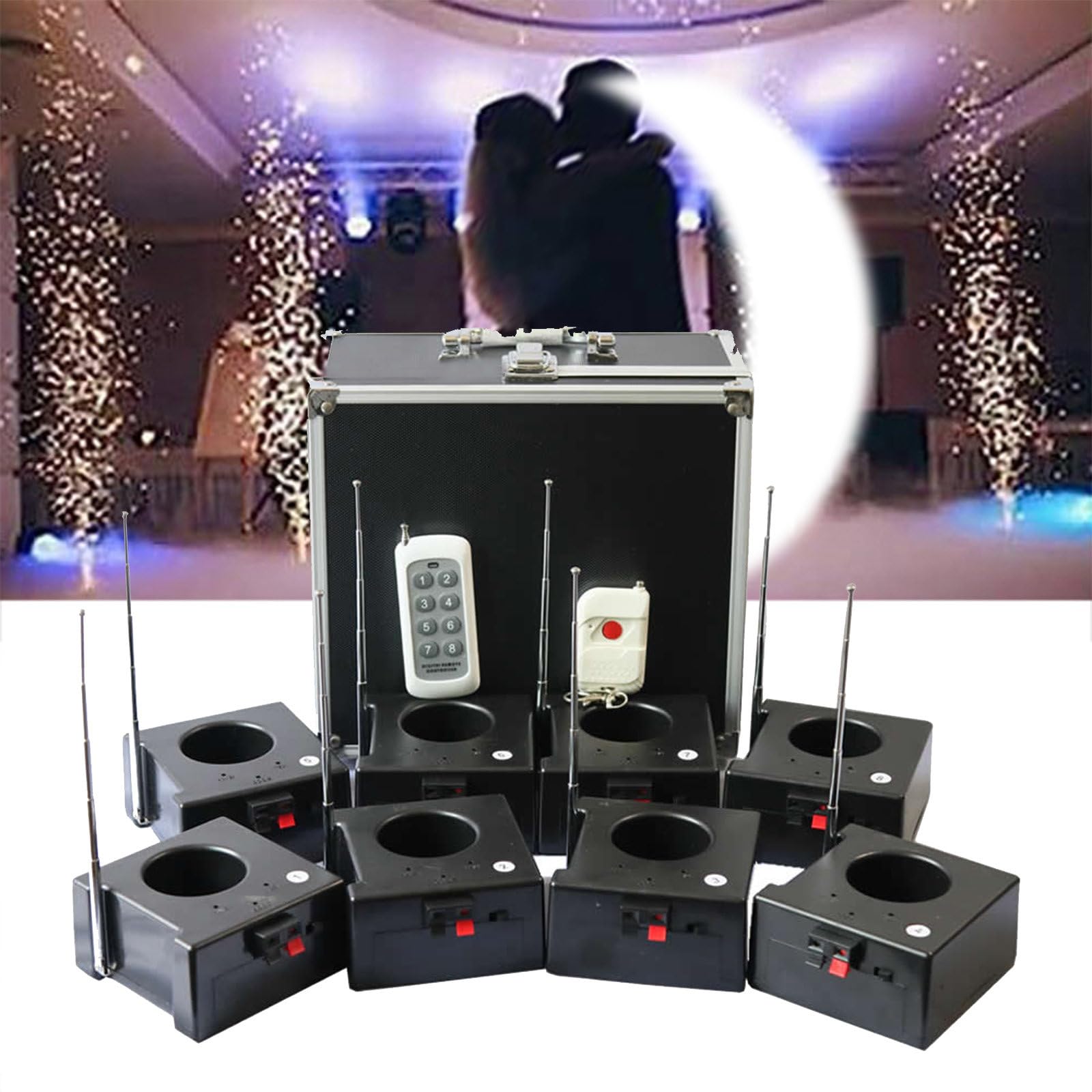 Reveiver de 8 Uds con Sistema de Fuente fría con Efecto de Escenario Encendedor de Fuegos Artificiales Remoto para Bodas, versión con batería