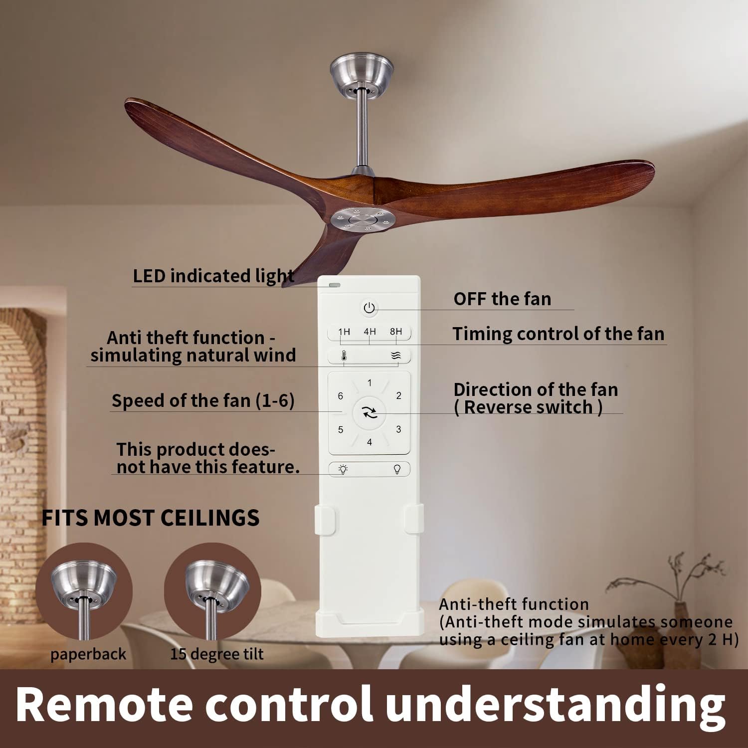 ※限定値下げ！木製52インチシーリングファン リモコン付き 限定値下げ！木製52インチシーリングファン リモコン付き シーリング